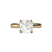 a classic 4 prong solitaire engagement ring with a 2 carat Forever One Moissanite, an eco-friendly affordable lab grown diamond alternative, available in gold or platinum from Rare Earth Jewelry.