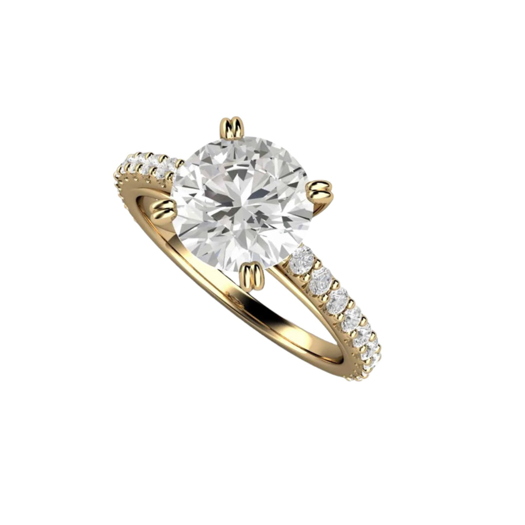 2 Carat Moissanite Ring, Ethical Engagement Ring, 8mm Round Moissanite Solitaire