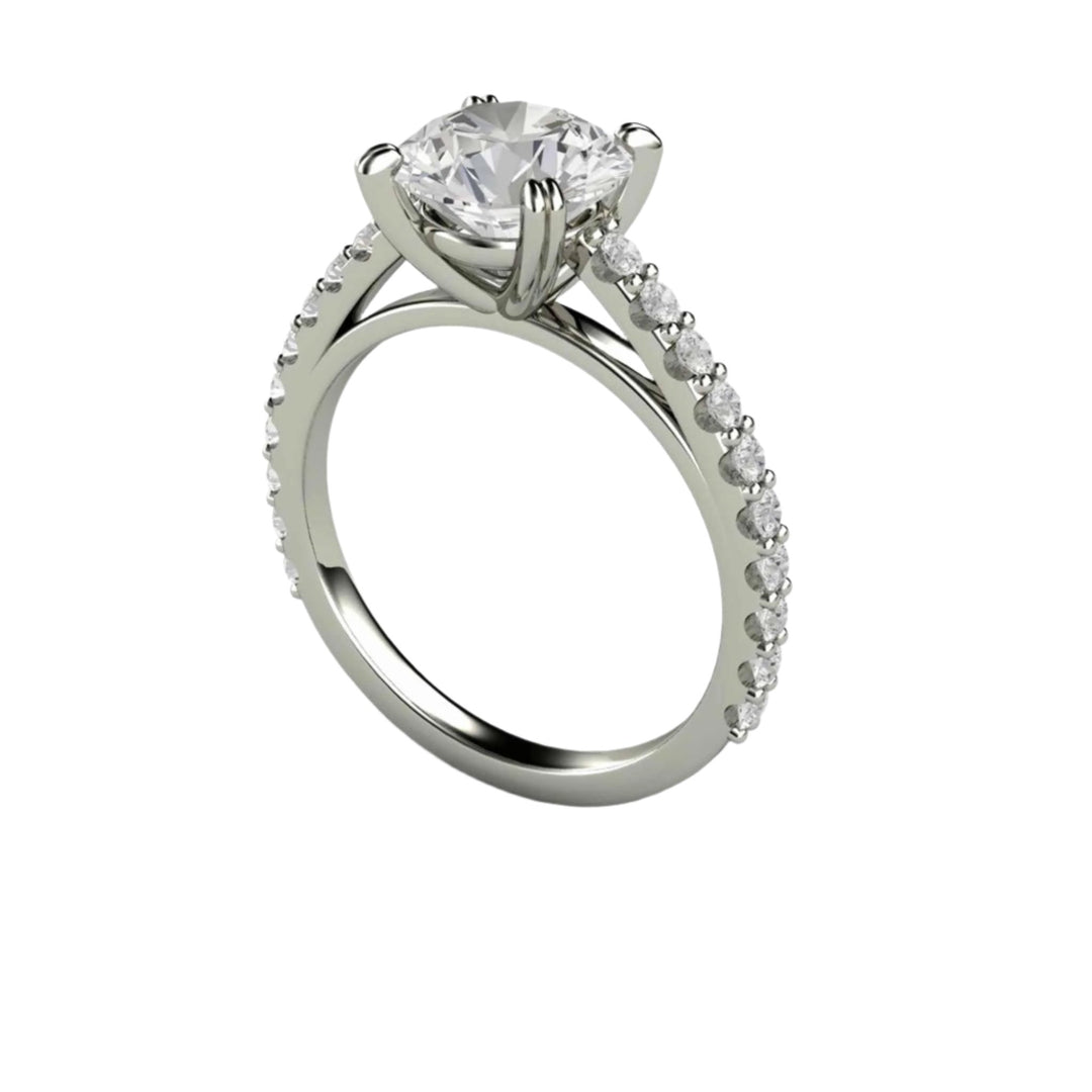 2ct Moissanite Engagement Ring, Solitaire with Double Prongs, Lab Grown Stone, White Gold