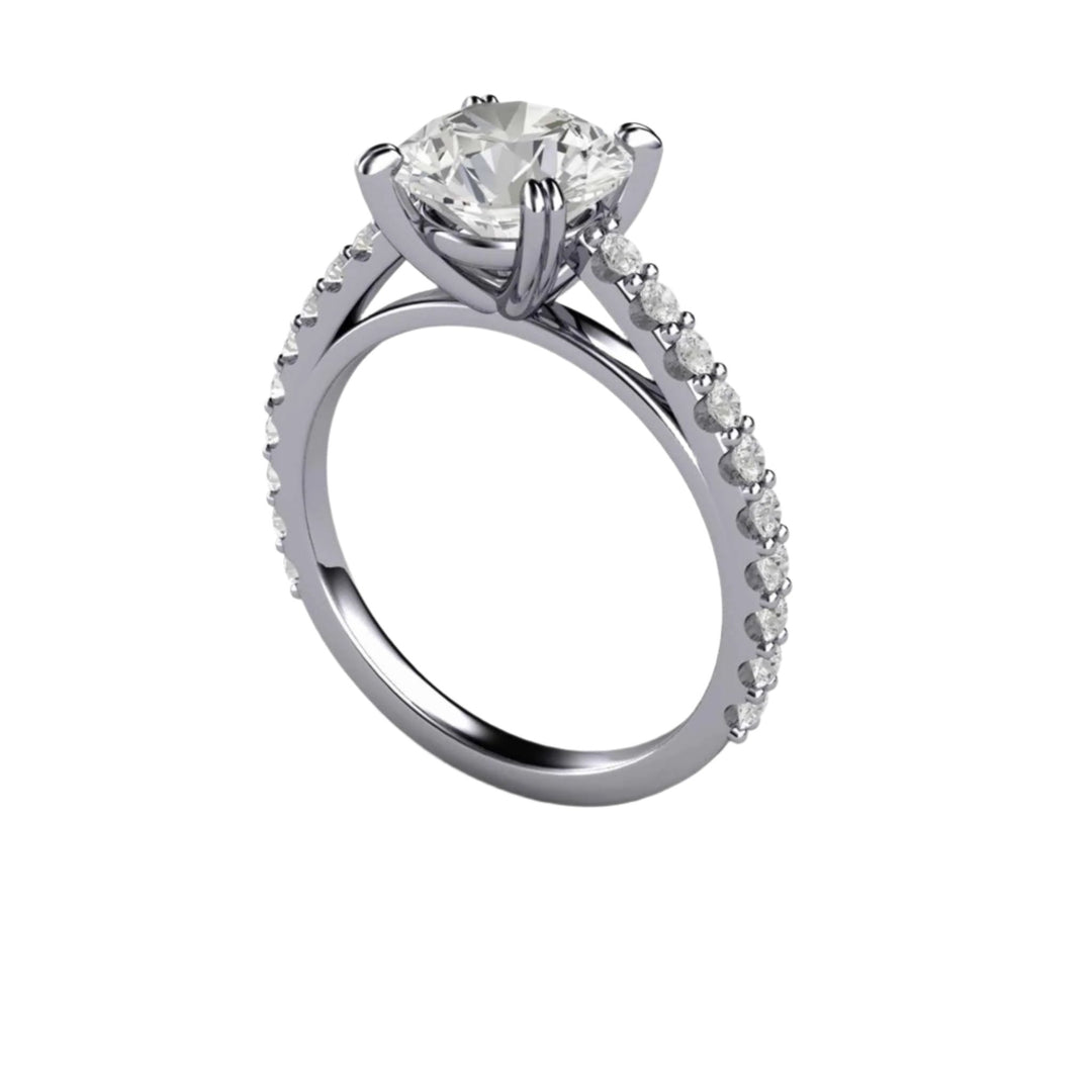 2 Carat Moissanite Solitaire Ring, Lab Created Diamond Alternative Engagement Ring, Platinum