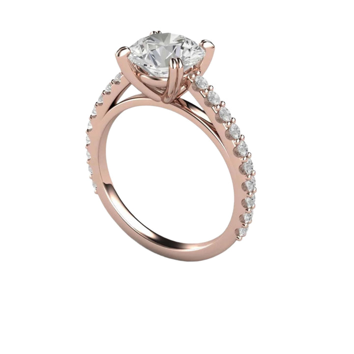 2ct Round Moissanite Engagement Ring, Forever One Moissanite Ring, 18K Rose Gold