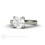 2ct Moissanite Engagement Ring Four Prong Classic Solitaire 14K White Gold - Rare Earth Jewelry