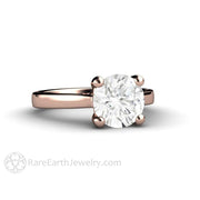 2ct Moissanite Engagement Ring Four Prong Classic Solitaire 14K Rose Gold - Rare Earth Jewelry