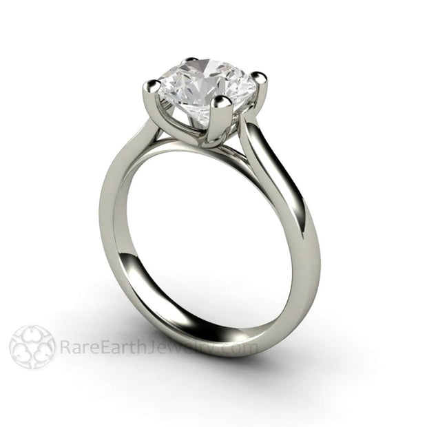 2ct Moissanite Engagement Ring Four Prong Classic Solitaire Platinum - Rare Earth Jewelry