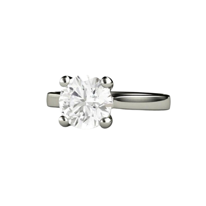 Forever One Moissanite Solitaire Ring, Ethical Engagement Ring, Gold and Platinum 