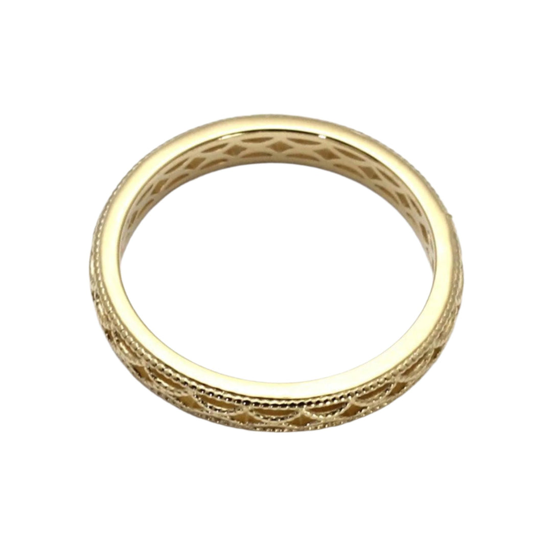 14k Rose Gold Filigree Openwork Milgrain 3mm Anniversary Band 14k Rose Gold Filigree Openwork Milgrain 3mm Anniversary Band