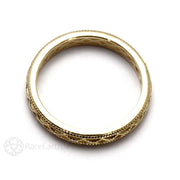 3mm Vintage Style Filigree Wedding Band with Milgrain 14K Yellow Gold - Rare Earth Jewelry