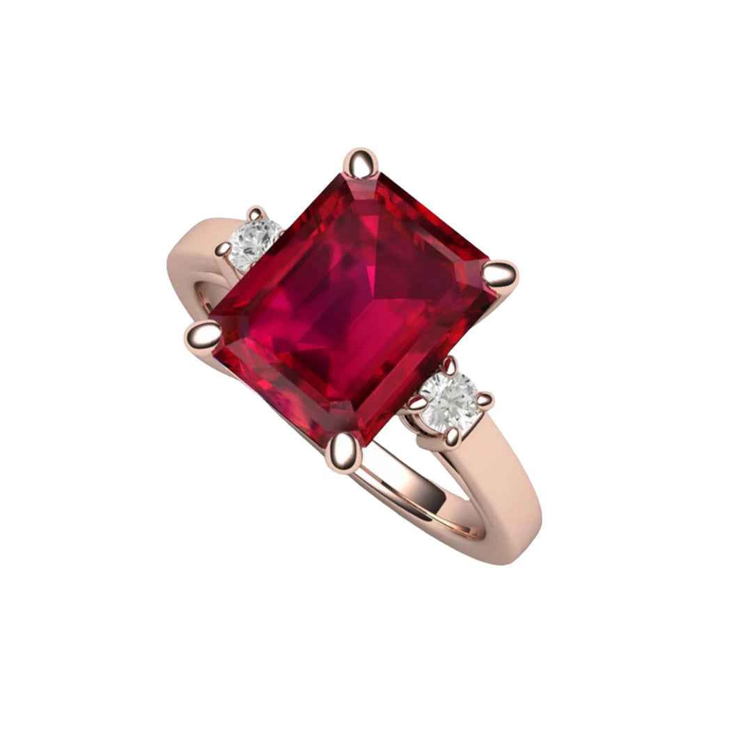 4 Carat Ruby Engagement Ring, Lab Created Ruby Ring, Ruby Statement Ring, 18K Rose Gold