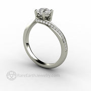 .50ct Round Lab Grown Diamond Solitaire Engagement Ring Bypass Setting 14K White Gold - Rare Earth Jewelry