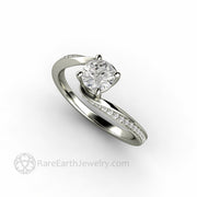.50ct Round Lab Grown Diamond Solitaire Engagement Ring Bypass Setting 18K White Gold - Rare Earth Jewelry