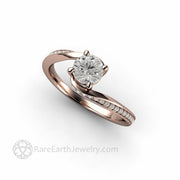 .50ct Round Lab Grown Diamond Solitaire Engagement Ring Bypass Setting 14K Rose Gold - Rare Earth Jewelry