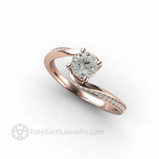.50ct Round Lab Grown Diamond Solitaire Engagement Ring Bypass Setting 18K Rose Gold - Rare Earth Jewelry