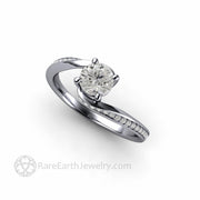 .50ct Round Lab Grown Diamond Solitaire Engagement Ring Bypass Setting Platinum - Rare Earth Jewelry