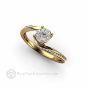 .50ct Round Lab Grown Diamond Solitaire Engagement Ring Bypass Setting 18K Yellow Gold - Rare Earth Jewelry