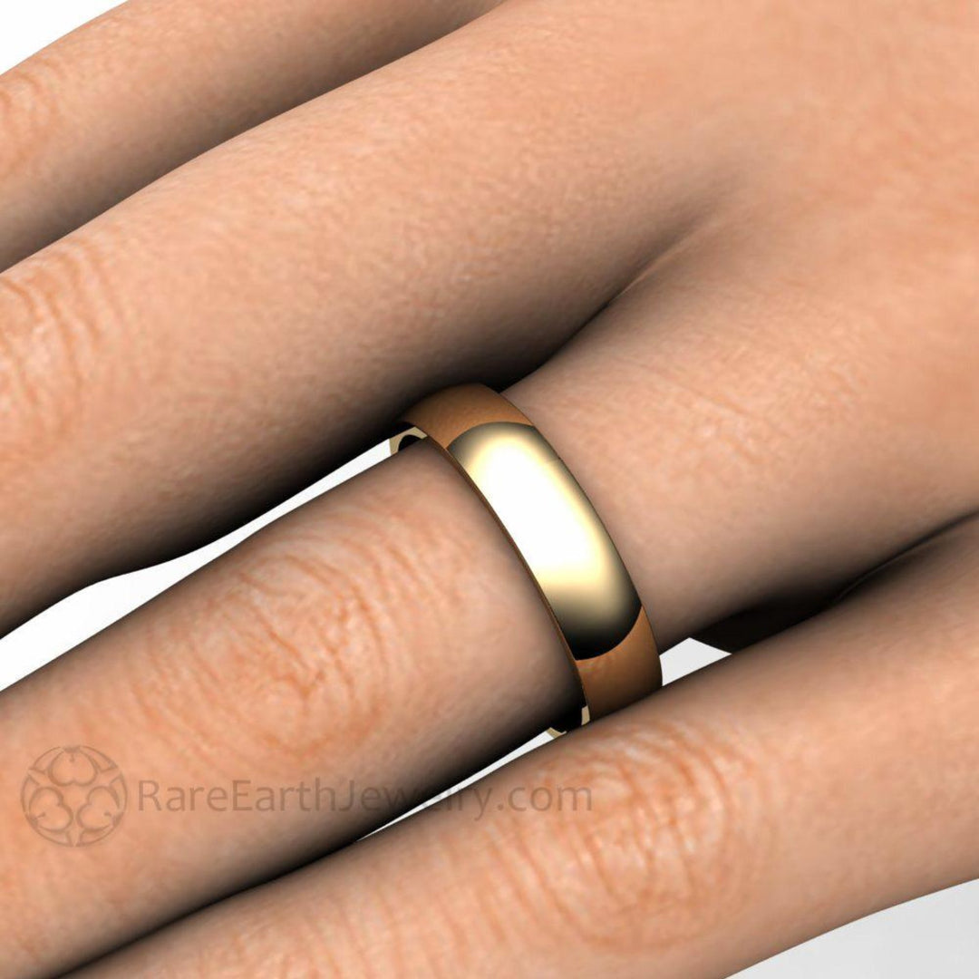 14K Gold Half Round Comfort Fit Wedding Band, 5mm shown on the Hand