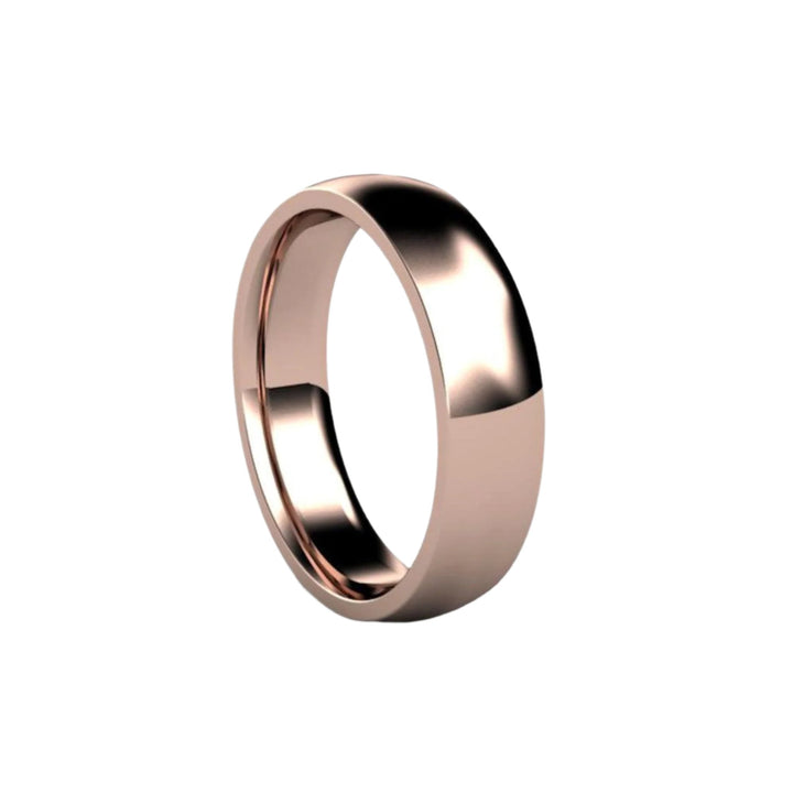 5mm Half Round Comfort Fit Wedding Band, 14K Rose Gold Unisex Wedding Ring for Men or Women