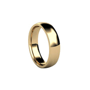 A 5mm Comfort Fit Wedding Ring in a Half Round for Men or Women in 14K Gold from Rare Earth Jewelry.