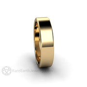 5mm Wedding Band Flat Comfort Fit Mens and Ladies Wedding Ring in 14K Gold 4.0 - Rare Earth Jewelry