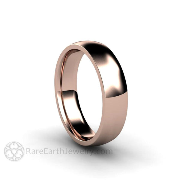 5mm Wedding Band Half Round Comfort Fit Mens and Ladies 14K Gold 4.0 - Rare Earth Jewelry