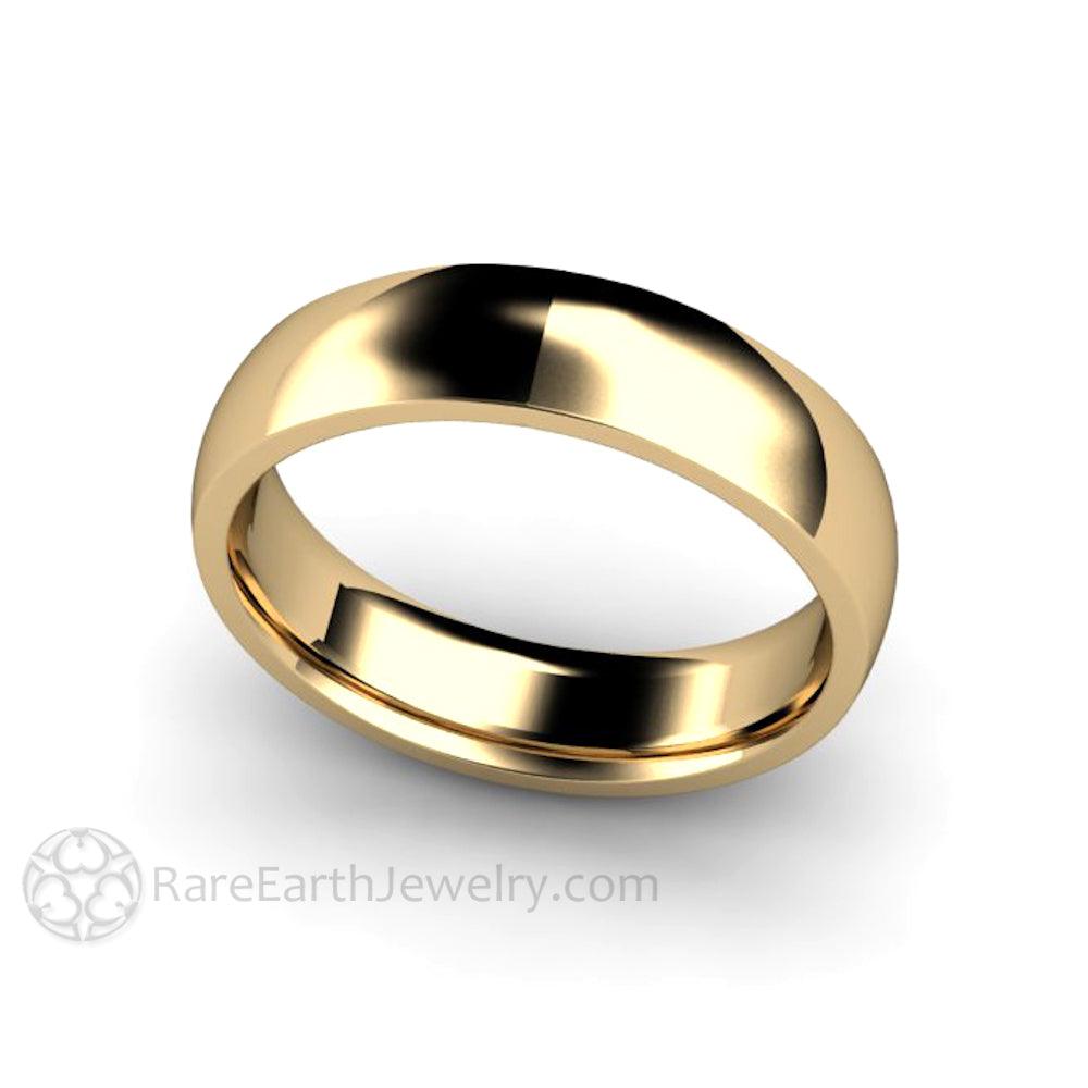 5mm Wedding Ring Half Round Comfort Fit Mens or Womens 14K Gold - Rare Earth Jewelry