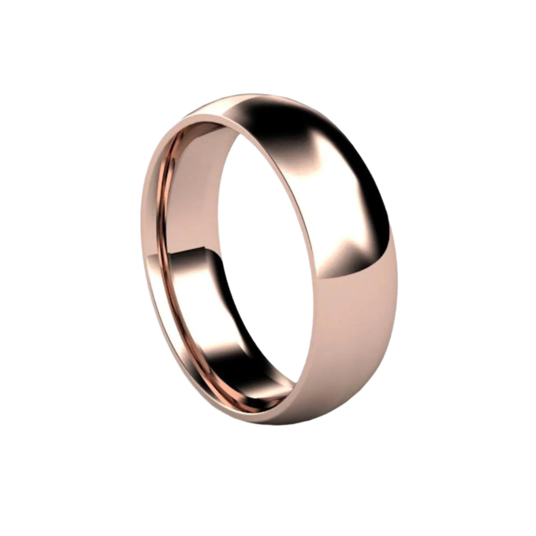 Men’s 6mm Wedding Ring, Comfort Fit Gold Wedding Ring, Customizable Wedding Ring, 14K Rose Gold