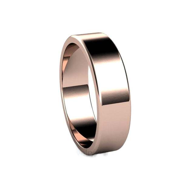 6mm Traditional Wedding Band Flat Comfort Fit Mens and Ladies Wedding Ring in 14K Gold from Rare Earth Jewelry