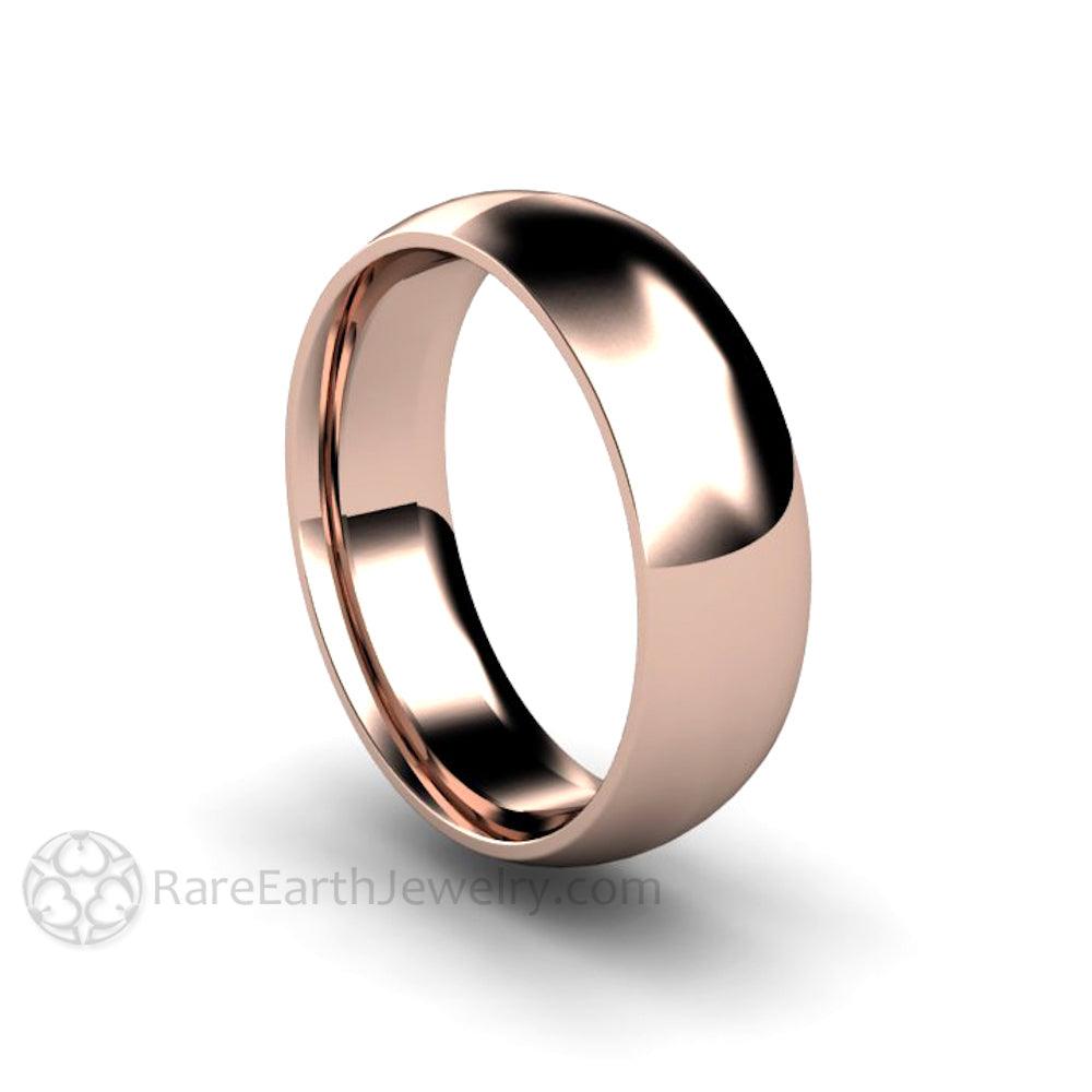 6mm Comfort Fit Wedding Ring Half Round Mens or Women Wedding Band 14K Gold - Rare Earth Jewelry