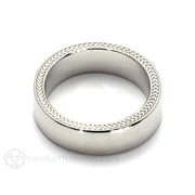 6mm Mens Wedding Band with Woven Wheat Pattern in 14K Gold 5.0 - Rare Earth Jewelry
