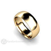 7mm Comfort Fit Wedding Band Half Round Mens and Ladies 14K Gold Ring 4.0 - Rare Earth Jewelry