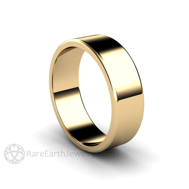 18ct Gold 6.0mm Flat Court Wedding Ring - thbaker.co.uk
