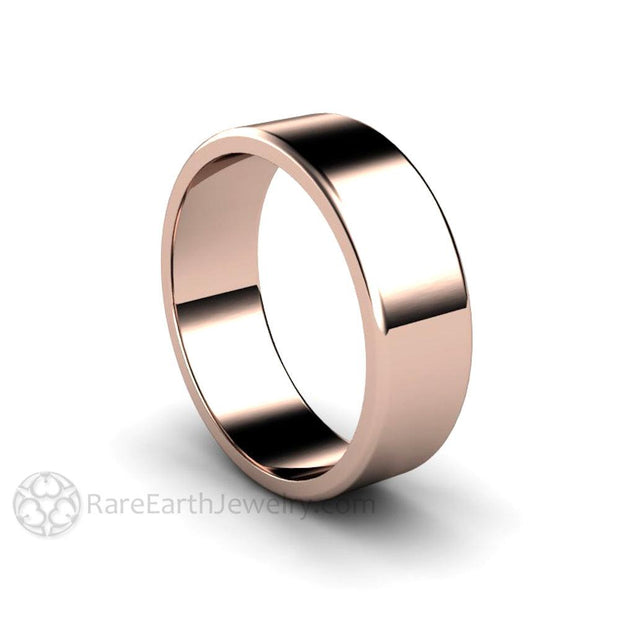 7mm Wedding Ring Flat Comfort Fit Mens and Ladies Wedding Band in 14K Gold 4.0 - Rare Earth Jewelry