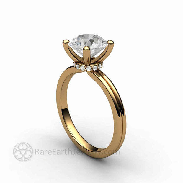 8mm 2 Carat Forever One Moissanite Solitaire Engagement Ring 18K Yellow Gold - Engagement Only - Rare Earth Jewelry