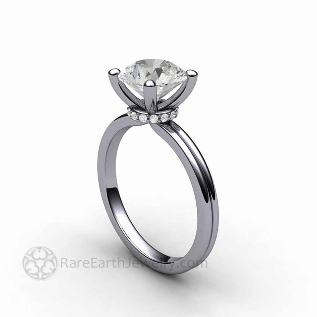 8mm 2 Carat Forever One Moissanite Solitaire Engagement Ring - Platinum - Engagement Only - April - Moissanite - Round - Rare Earth Jewelry
