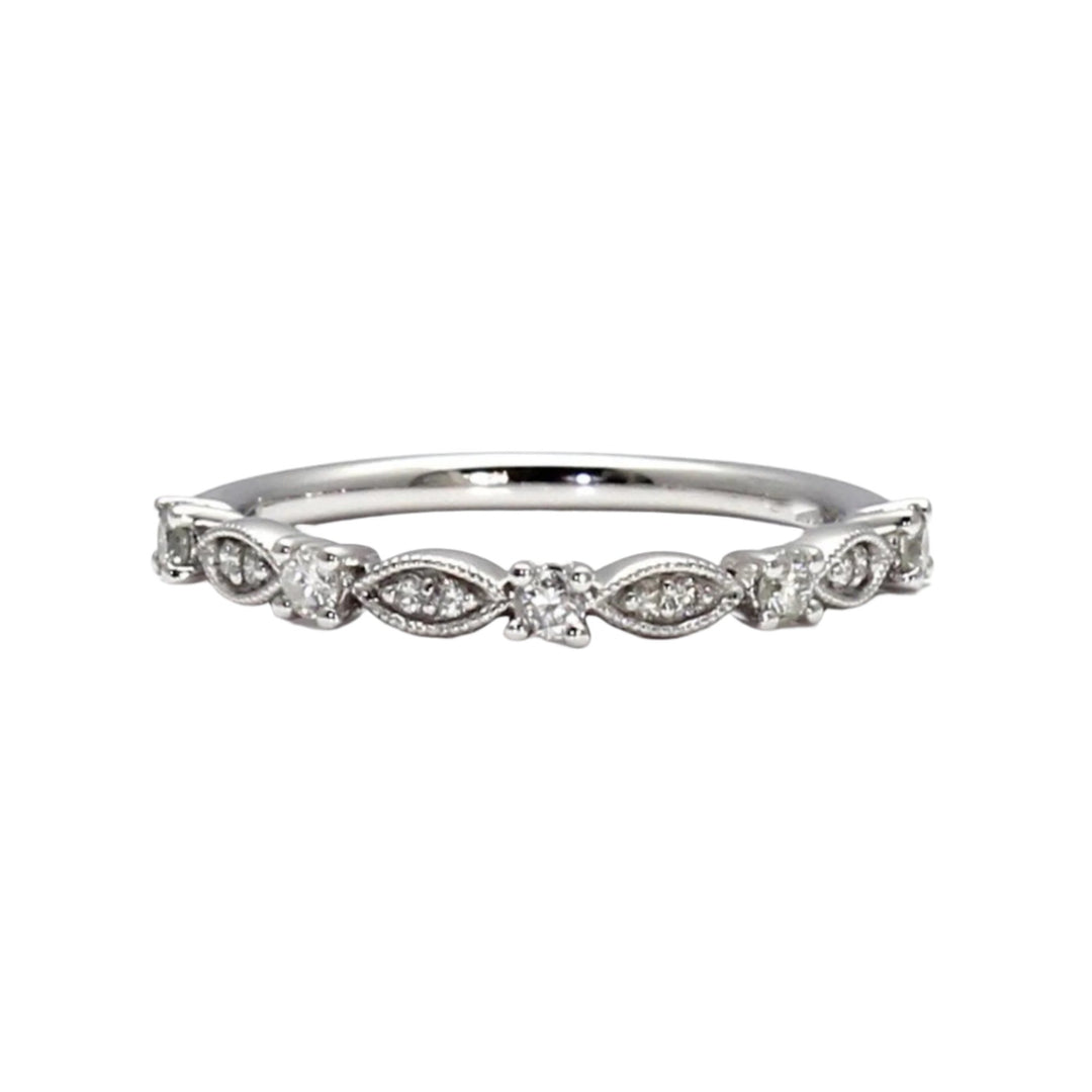 Art Deco Style Diamond Wedding Ring Diamond Anniversary Band in Gold or Platinum