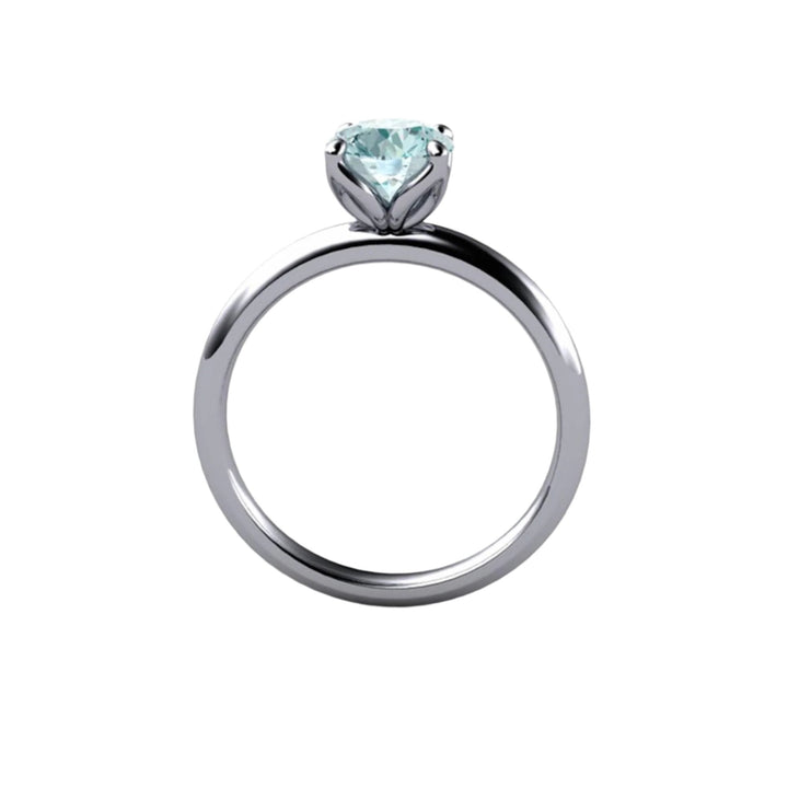 Petal Shaped Engagement Ring | Natural Aquamarine Solitaire - Platinum