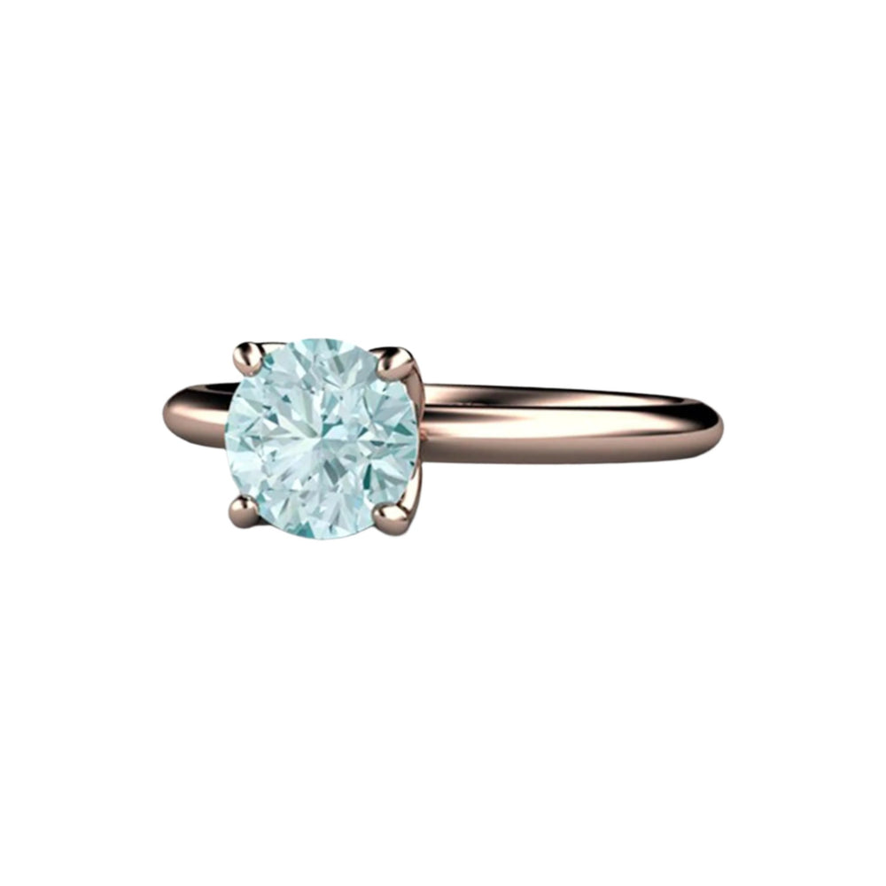 Petal Shaped Engagement Ring | Natural Aquamarine Solitaire in Floral Design in Gold or Platinum