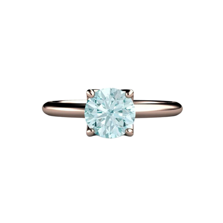 Petal Shaped Engagement Ring | Natural Aquamarine Ring in Rose Gold