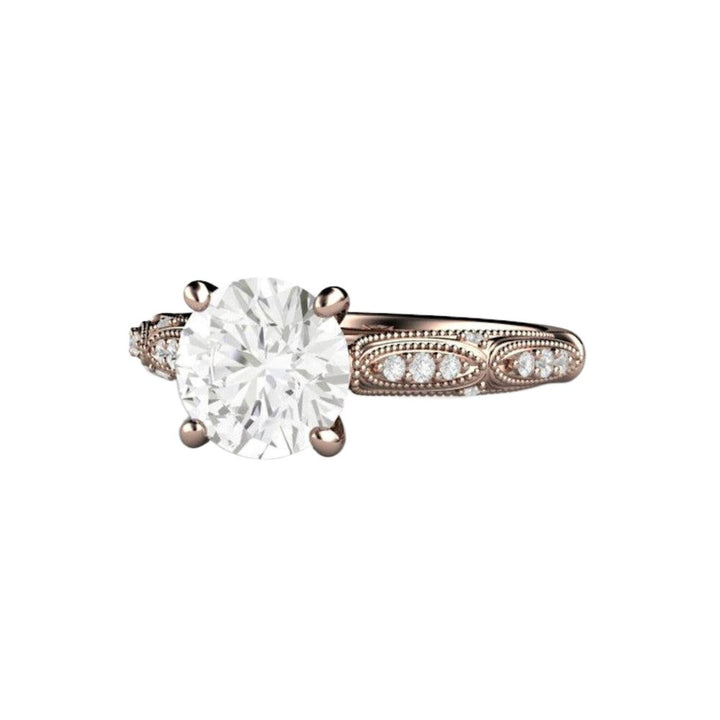 Art Deco Moissanite Engagement Ring, Vintage Forever One Solitaire, Gold and Platinum