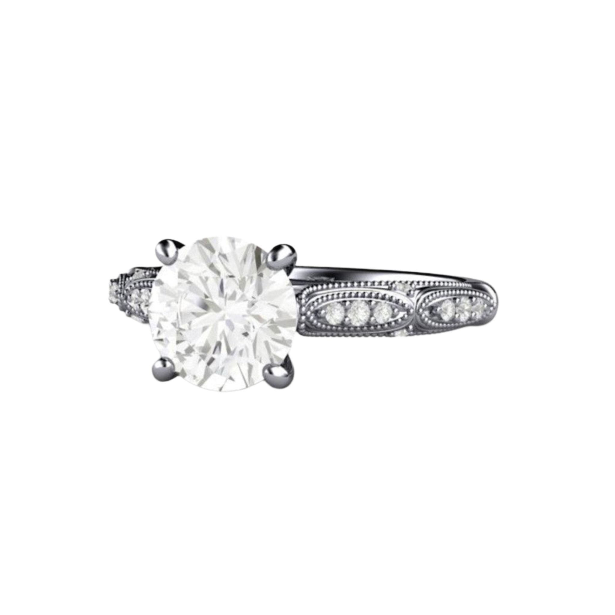 Forever One Round 7.5mm Moissanite Engagement Ring-size 5, 1.50ct DEW The Jules Ring With A 7.5mm Round Forever One Near Colorless Moissanite in  14k Yellow Gold