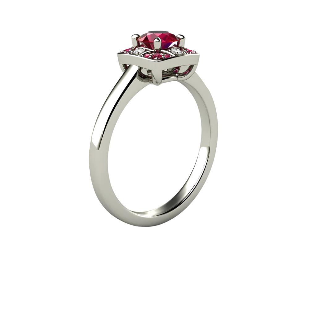 Art Deco Natural Ruby Engagement Ring with Diamonds - Rare Earth Jewelry