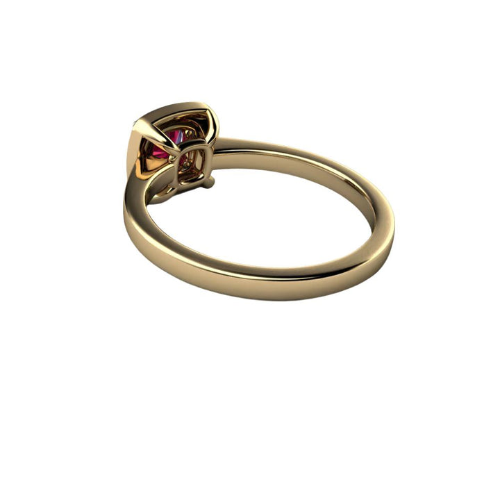 Natural Ruby Engagement Ring, Art Deco Design with Diamonds, Gallery View