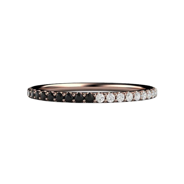 Black and White Diamond Ring Wedding Band - Pave Diamond Band - Rare Earth Jewelry