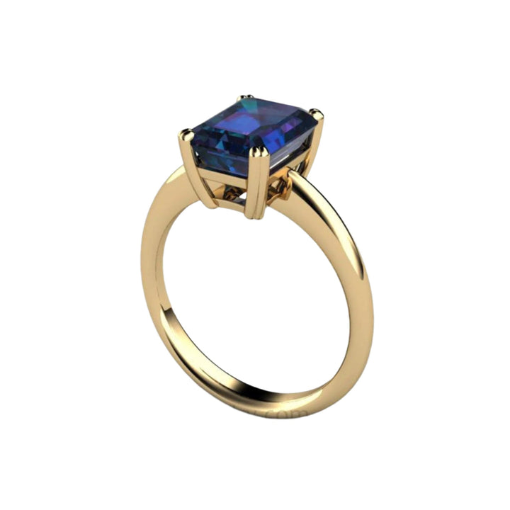 Alexandrite Solitaire Engagement Ring | June Birthstone Ring in Yellow Gold