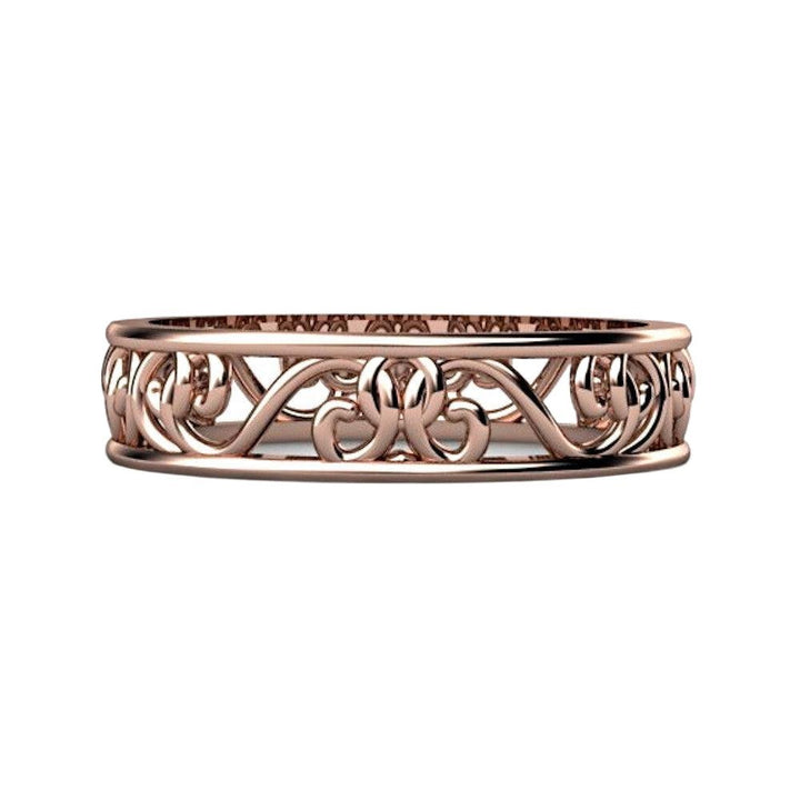 Filigree Wedding Band 5mm Gold or Platinum Vintage Style Wedding Ring - Rare Earth Jewelry