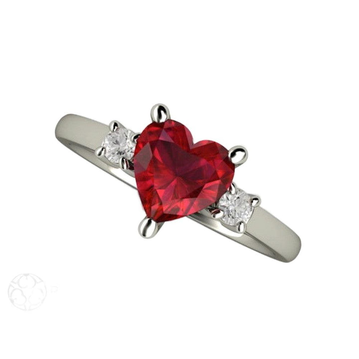 Heart Shaped Ruby Ring Engagement or Promise Ring - Rare Earth Jewelry