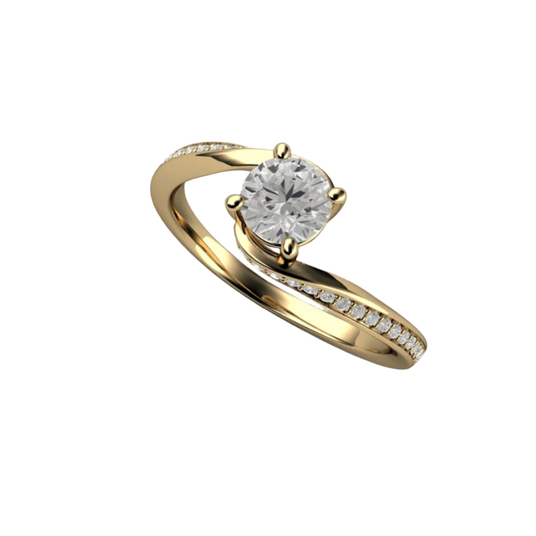 Lab Grown Diamond Engagement Ring  | .50ct Solitaire Round Bypass Design in 14K Yellow Gold