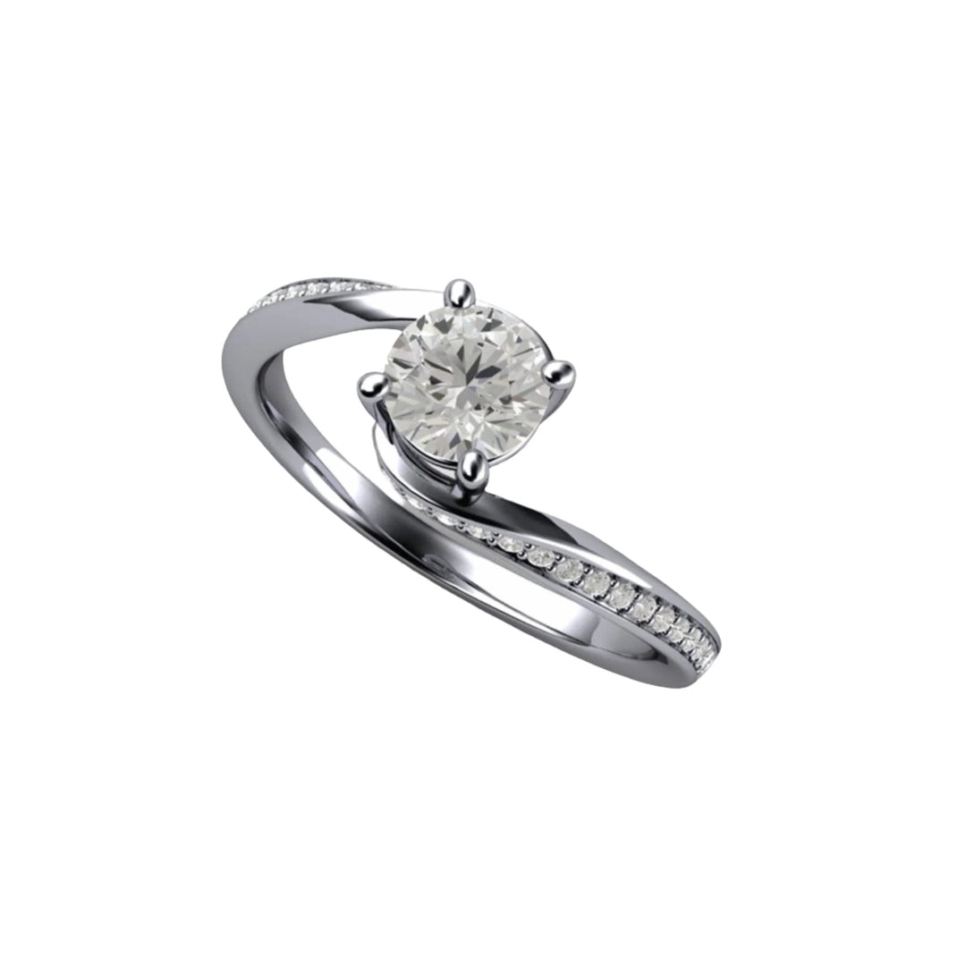 Lab Grown Diamond Solitaire Ring | .50ct Round Bypass Engagement Ring in Platinum