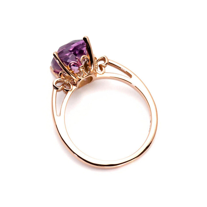 Natural Ametrine Ring Fleur de Lis Design Unique Bi-Color Gemstone, Profile View