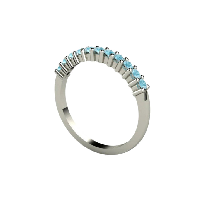 Natural Aquamarine Band March Birthstone Stacking Ring, anniversary band - Side View