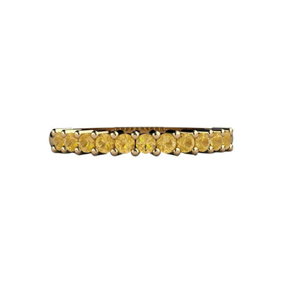 A natural yellow Citrine band, November birthstone ring or stackable band in gold or Platinum from Rare Earth Jewelry